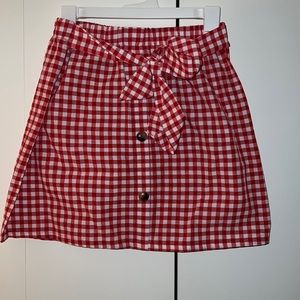 Women’s red and white checker skirt